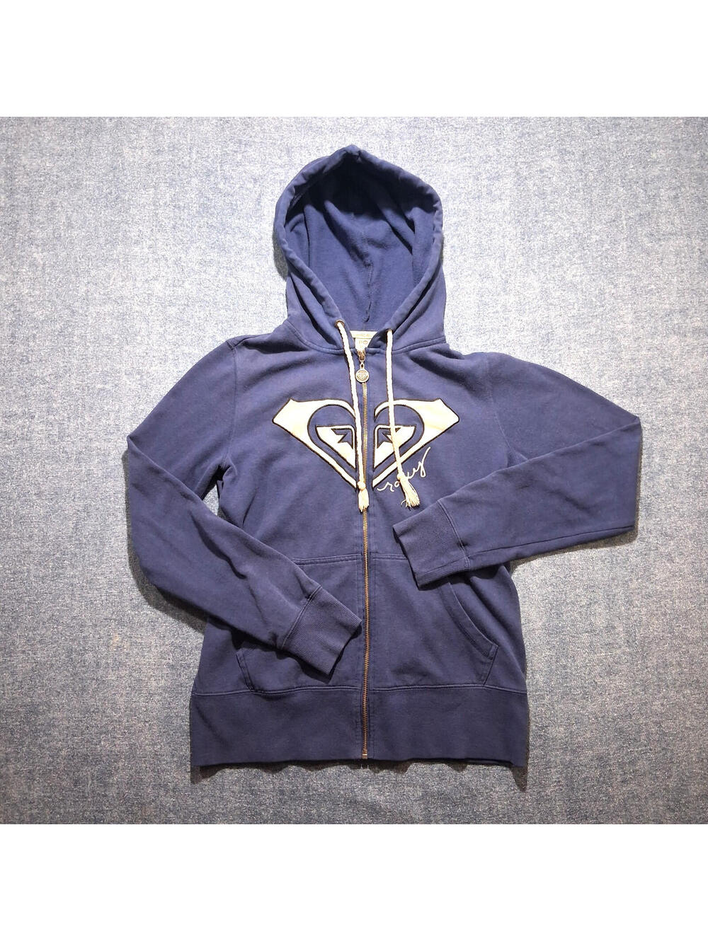 Vintage Y2K Roxy Women's Small Blue With Off White Roxy Heart Hoodie